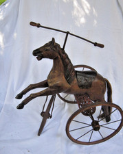 TRICYCLE CHEVAL JOUET ANCIEN EN BOIS EPOQUE NAPOLEON III 19ième siècle