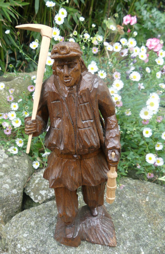 Statuette bois art brut mineur - statuette,