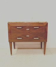 commode à pans coupé époque art déco en placage d'acajou marbre . XX siècle .