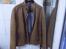 blouson MASSIMO DUTTI cuir marron clair L