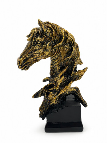 Statue tête cheval doré - de,