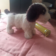 Ancien jouet mécanique, chien en peluche yeux en verre