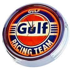 N-0839 "Gulf Racing Team" Horloge Néon Décorative Pour Salon Bureau Atelier