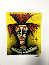 Lithographie Bernard Buffet, Le Clown, Certificat.  28x38cm. Edition de 150