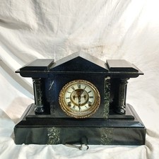 ancienne horloge de cheminée en marbre - mouvement Brocot - avec clé et pendule -