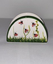 Porte Serviette De Table En Céramique  avec de jolie motif Coccinelle Et Herbe