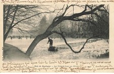 75 PARIS 16 #22988  BOIS DE BOULOGNE GRAND LAC EN HIVER LAC GELE CANOT BARQUE