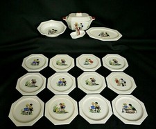 Gien ancienne dînette en faïence décor d'après Germaine Bouret 16 pièces 1950