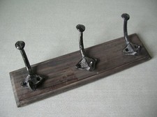 Porte manteau 3 patères en bois et métal de 30,1 cm x 7,5 cm
