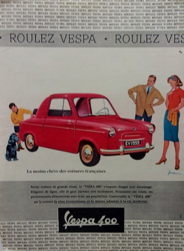 Publicite voiture vespa 400 - voiture,