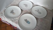 LOT DE 4 ASSIRTTES A DESSERT CACTUS PORCELAINE  BOUCHARA