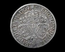 Louis XIV. Demi Écu aux 3 Couronnes 1709 D Lyon