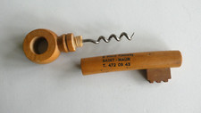Ancien tire-bouchon  clef en bois   SAINT-MAUR  "A tout va bien" publicitaire