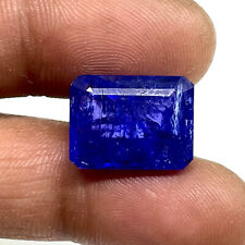 13.92 Cts Tanzanite Naturelle Émeraude Coupe Vibrant Bleu Ample Certifié Gemme