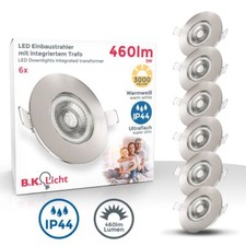 Lot de 6 spots 5W LED encastrables sdb ultra-plats nickel mat salle de bain IP44
