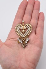 Pendentif formant aussi broche vintage forme cœur Zoé Coste Réminiscence