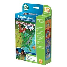 New LeapFrog LeapReader Interactive United States Map Jumbo lPuzzle works w Tag