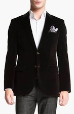 Hommes Velours Veste Blazer Designer Palefrenier Mariage Smoking Habillé Dîner