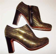 MARC BY MARC JACOBS BOTTINES LOWBOOTS BOOTIES GOLD ANTIQUE   T 38.5