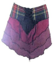 Rouge Tartan Rouge & Dentelle Créateur Mini Jupe Kilt Punk S M 8 10 12 14 Court