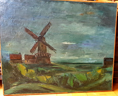 Grand paysage moulin huile - grand, au