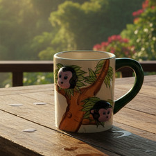 Tasse Singes 3D Arbre Jungle Mug Vintage Kitsch Tropical – Cadeau Original Drole