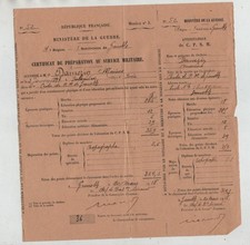 1918 Certificat service militaire instituteur topographe Ministère de la guerre