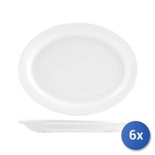 6x Assiettes En Porcelaine Blanche Ovales 26 Cm Royal Norfolk