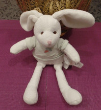 B5G / doudou peluche lapin blanc pull rayé bleu carotte Diablo IDEAL PROMOTION