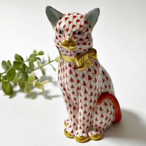 Figurine herend chat avec - chat,
