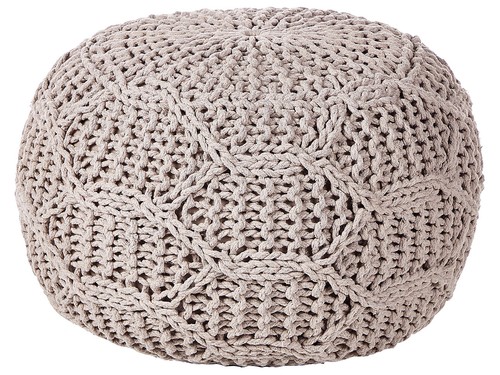 Pouf coton taupe macramé - pouf,