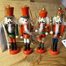 Lot 4 Casse-noisette en bois 14Cm cheveu Et barbe  NUTCRACKER NOËL Déco De Sapin