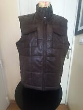 GILET EN CUIR MATELASSE HIDEPARK , CUIR MARRON TAILLE XL