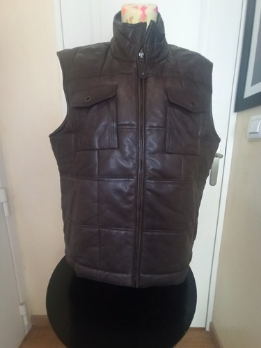 Gilet cuir matelasse - en,