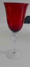 8 Verres A Pied Cristal Rouge