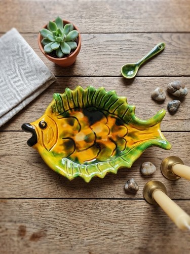 Assiette poisson barbotine - assiette,