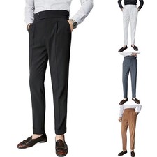 Pantalon de costume d'affaires homme coupe slim jambe droite taille haute pantal