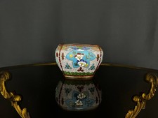 Coupe vintage en cuivre émaillé cloisonné, décor floral