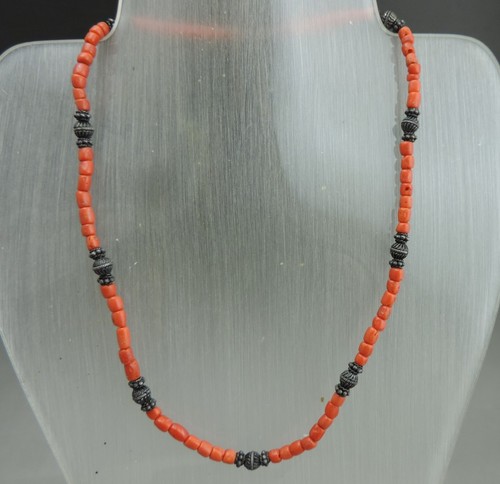Ancien collier corail et - collier, en