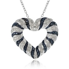 0.50ct Tdw Noir & Blanc Diamant Vague Collier Cœur