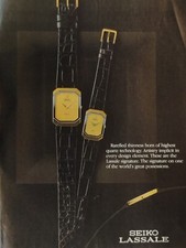 SEIKO LASSALE vintage watches Print Ad  !! BLACK AND GOLD SKIN