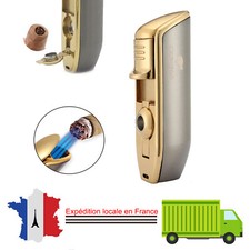 Gris cigare briquets avec poinçon de cigare triple torche flamme boite cadeau