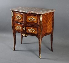 Commode Sauteuse Louis XV En Marquèterie De Bois De Rose Et Palissandre