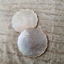 2 Jetons Anciens Nacre Gravée Papillon XVIIIè Mother Of Pearl Counter 18thC