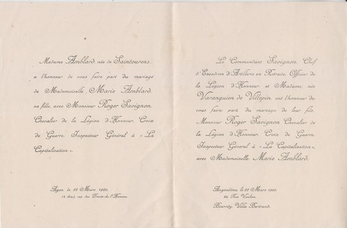 1920 faire part mariage roger - mariage,