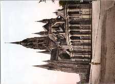 France, Bayeux. La cathédrale. vintage print photochromie, vintage photochrome