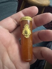 Ancien Fume Cigarette bakelite ambre 5.6 cm 7.5  gram en or 