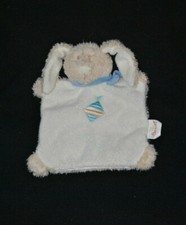 Peluche doudou marionnette lapin BENGY blanc crème bandana bleu cerf volant TTBE