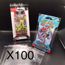 X100 Pochettes protection Plastique Auto-scellant booster BLISTER CARTON Pokémon