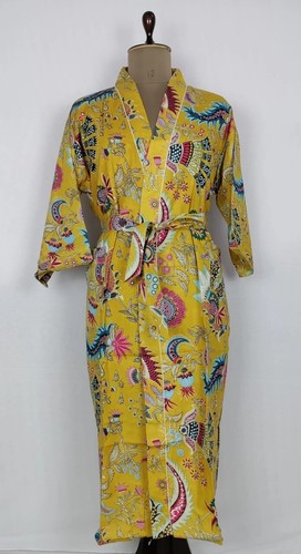Indien kimono coton jaune robe - kimono,